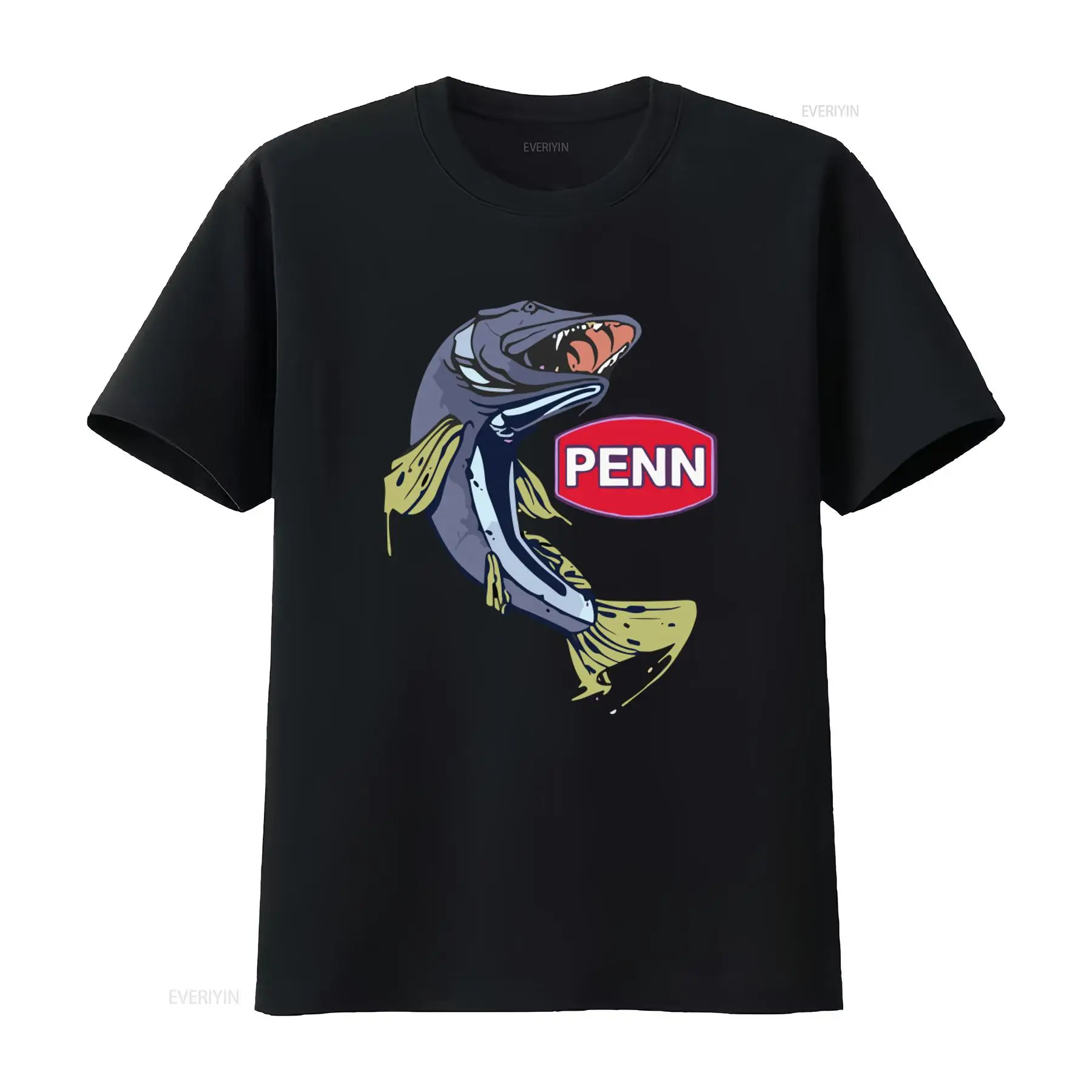 Fishing Equipment Logos - Camiseta negra para hombre con logotipo